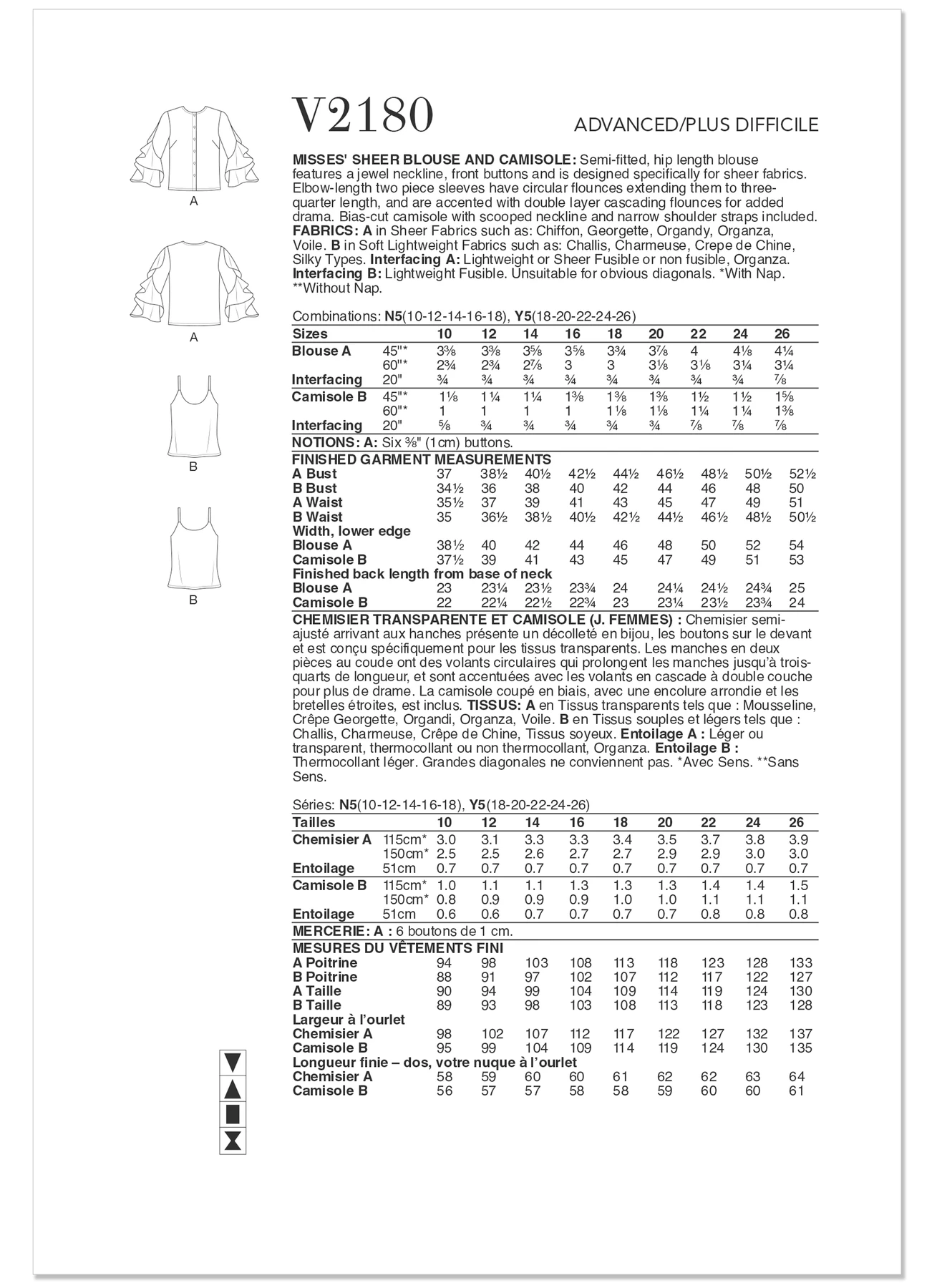 Vogue Patterns Misses' Sheer Blouse And Camisole (PDF) 5 Vogue Patterns Misses' Sheer Blouse And Camisole (PDF)