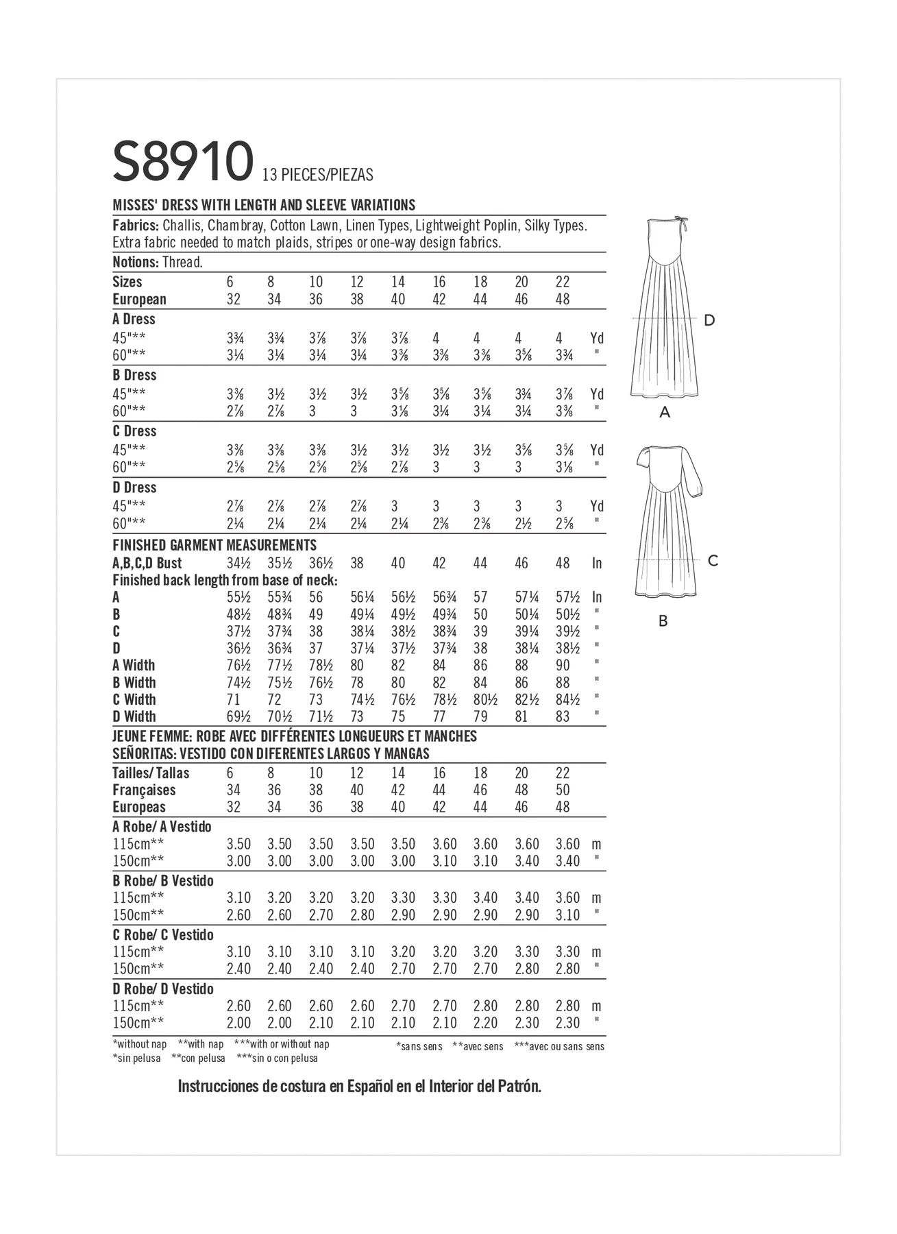 Simplicity Sewing Pattern Misses' Dress 8 Simplicity Sewing Pattern Misses' Dress
