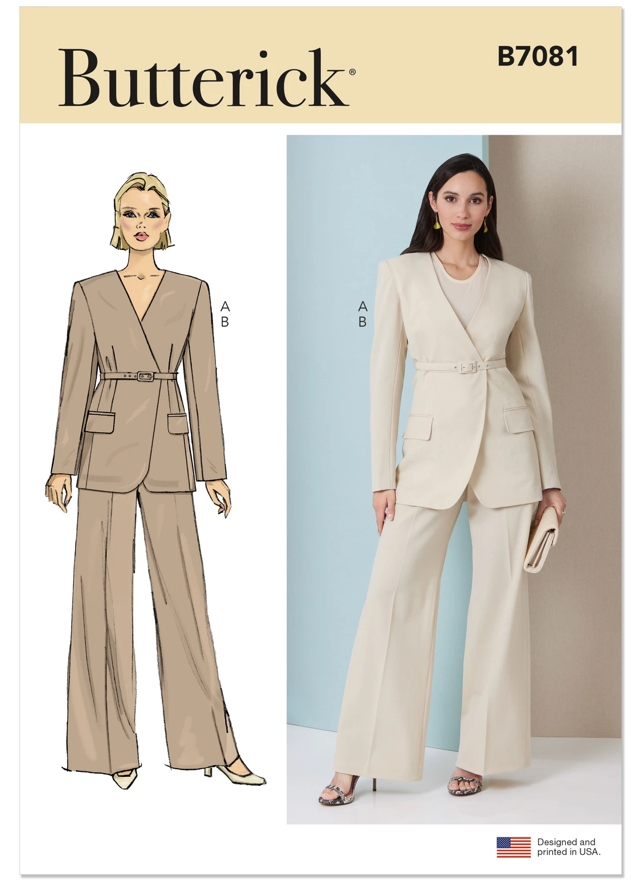 Butterick Sewing Pattern Misses' Jacket with Belt and Pants 1 Butterick Sewing Pattern Misses' Jacket with Belt and Pants