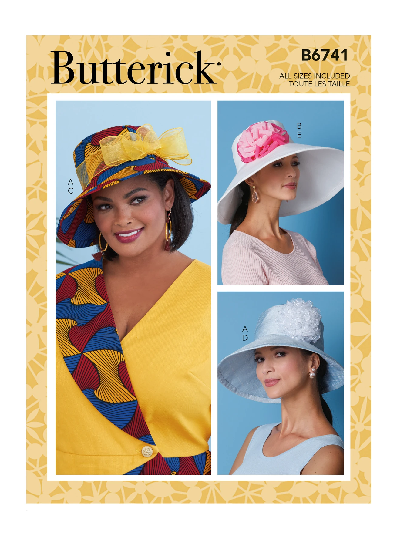 Butterick Sewing Pattern Misses' Hats With Ribbon, Flowers & Bow (PDF) 1 Butterick Sewing Pattern Misses' Hats With Ribbon, Flowers & Bow (PDF)