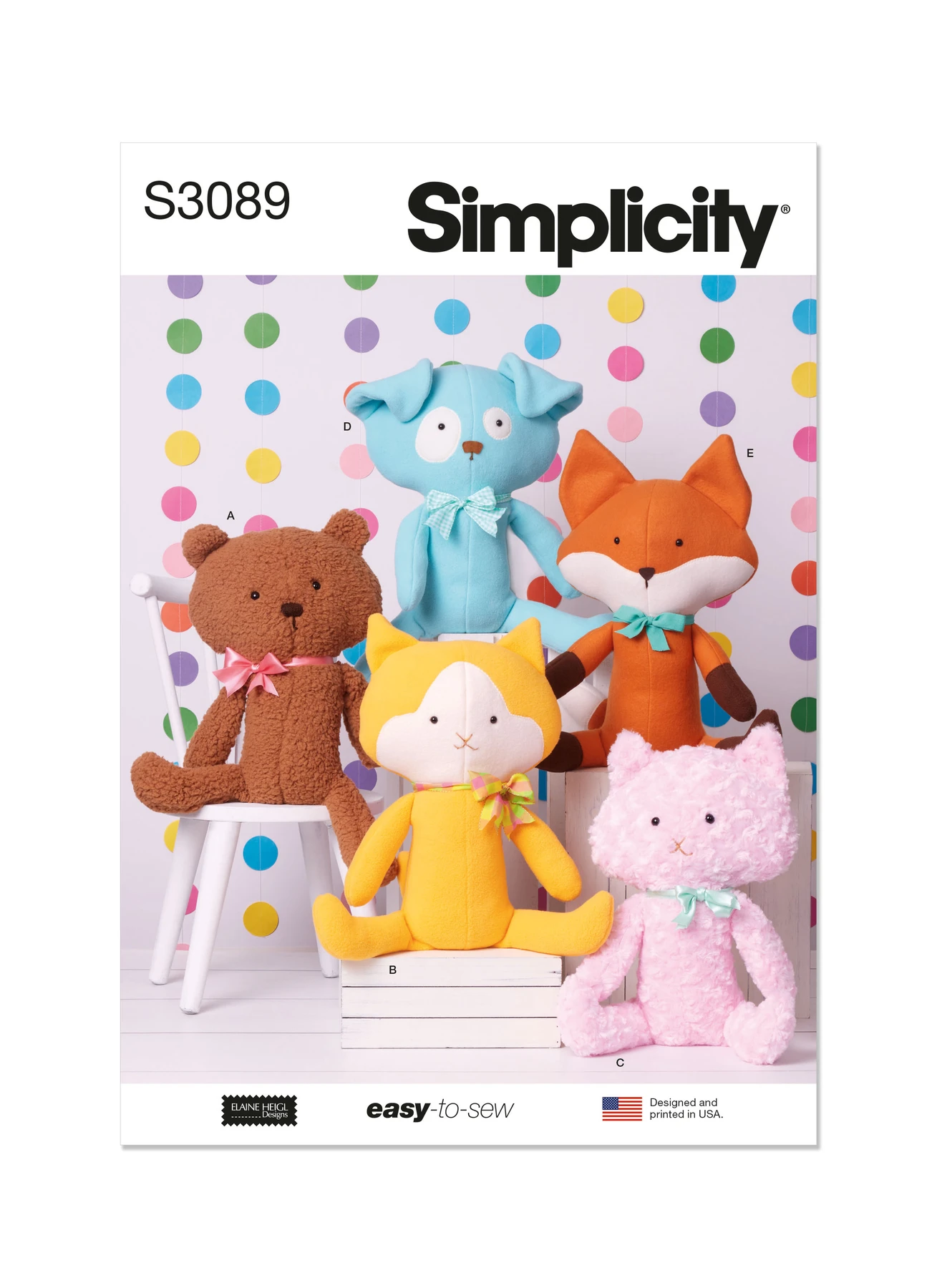 Simplicity Sewing Pattern Plush Pets by Elaine Heigl Designs 1 Simplicity Sewing Pattern Plush Pets by Elaine Heigl Designs