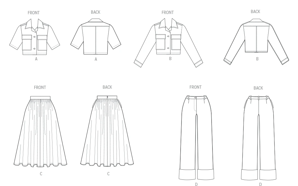 Butterick Sewing Pattern Misses and Miss Petite Jacket with Sleeve Variations, Skirt and Pants 8 Butterick Sewing Pattern Misses and Miss Petite Jacket with Sleeve Variations, Skirt and Pants