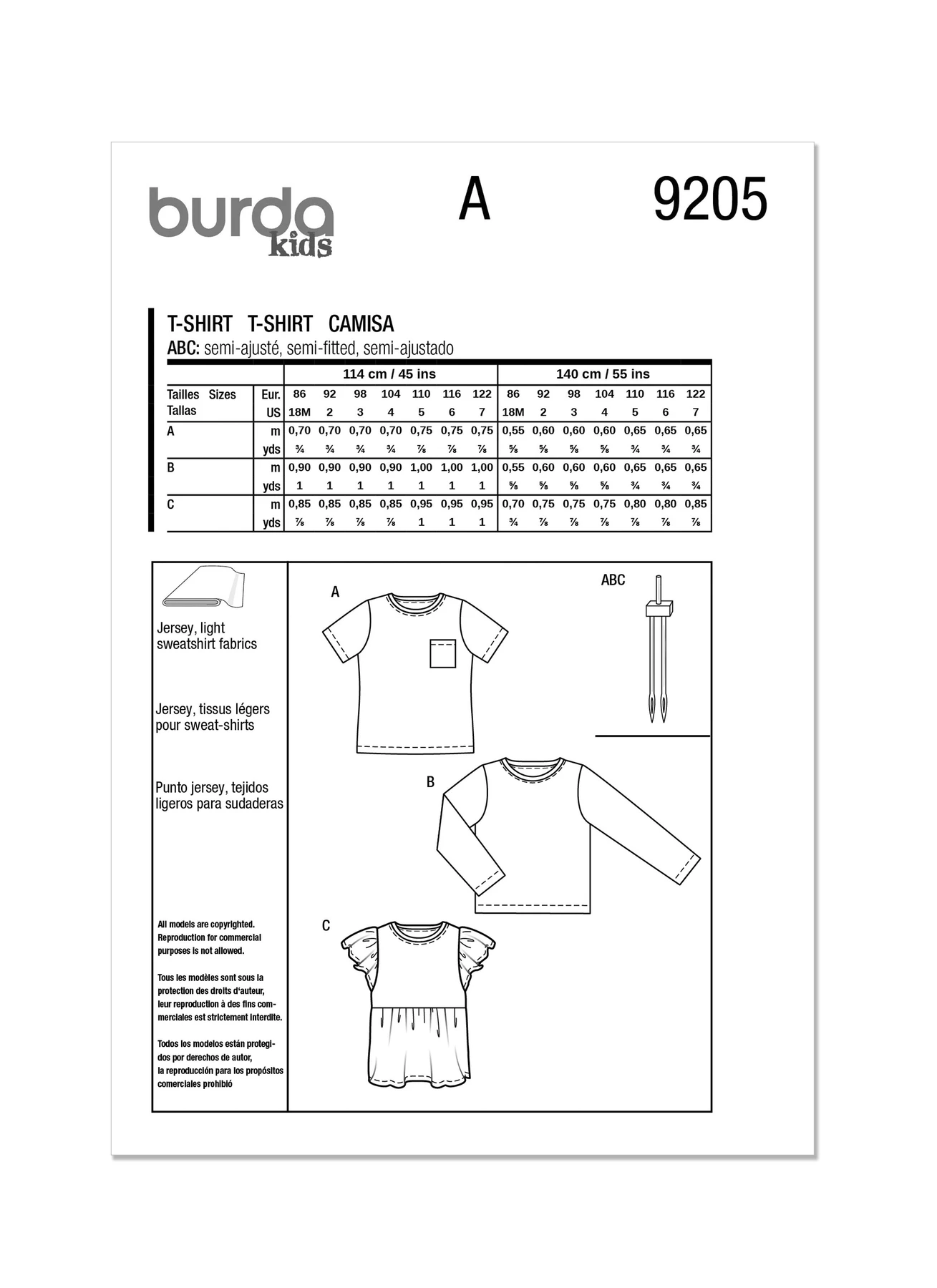 Burda Style Sewing Pattern 9205 Toddlers' T-Shirt 11 Burda Style Sewing Pattern 9205 Toddlers' T-Shirt