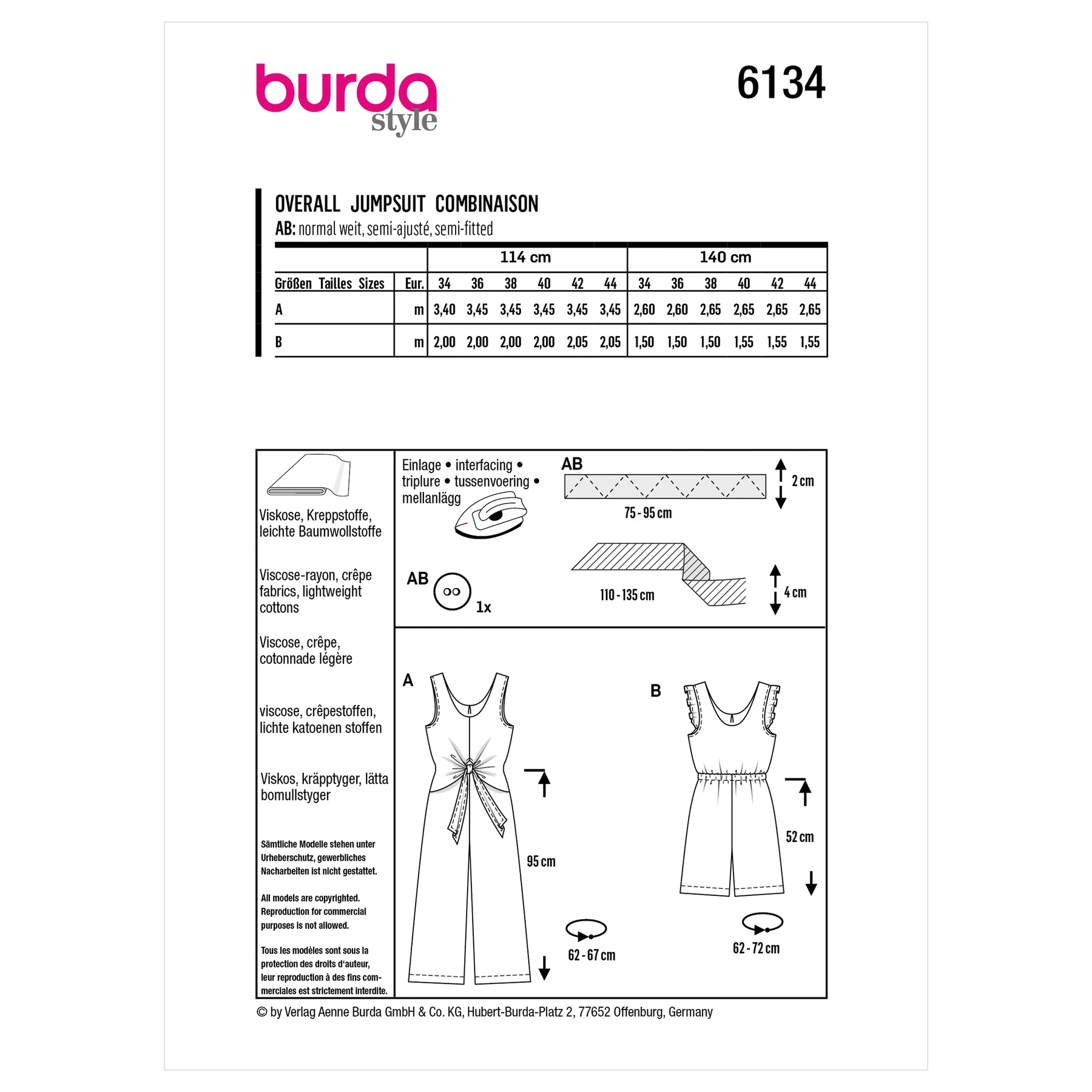 Burda Style Sewing Pattern Misses' Jumpsuits 5 Burda Style Sewing Pattern Misses' Jumpsuits