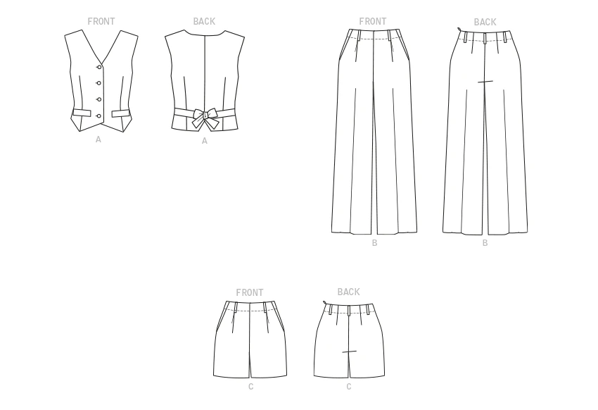 Butterick Sewing Pattern Misses' Vest, Pants and Shorts (PDF) 5 Butterick Sewing Pattern Misses' Vest, Pants and Shorts (PDF)