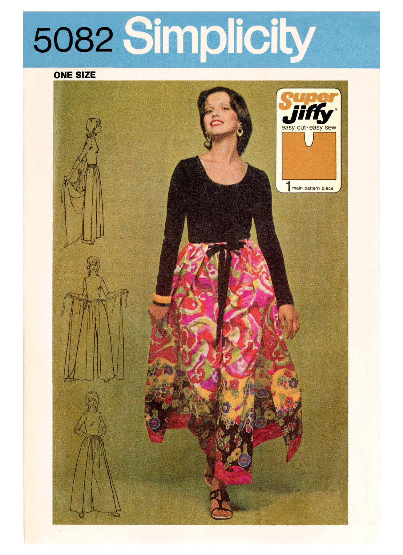 Simplicity Sewing Pattern 1970s Misses' Super Jiffy Wrap and Tie Pantskirt 2 Simplicity Sewing Pattern 1970s Misses' Super Jiffy Wrap and Tie Pantskirt