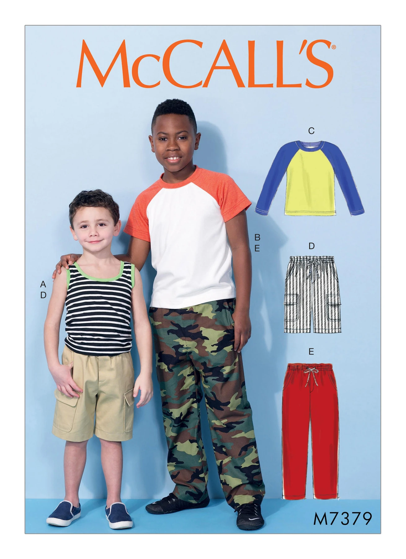 McCall's Sewing Pattern Children's/Boys' Raglan Sleeve Tops, Tank Top, Cargo Shorts and Pants (PDF) 1 McCall's Sewing Pattern Children's/Boys' Raglan Sleeve Tops, Tank Top, Cargo Shorts and Pants (PDF)
