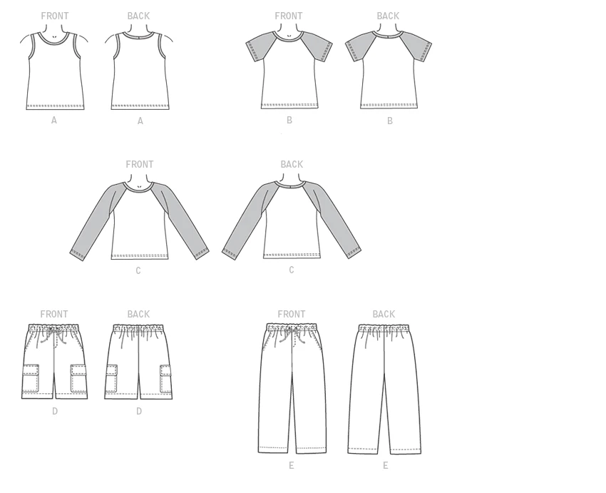 McCall's Sewing Pattern Children's/Boys' Raglan Sleeve Tops, Tank Top, Cargo Shorts and Pants (PDF) 8 McCall's Sewing Pattern Children's/Boys' Raglan Sleeve Tops, Tank Top, Cargo Shorts and Pants (PDF)