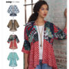 Simplicity Sewing Pattern Misses' Fashion Kimonos with Length, Fabric and Trim Variations