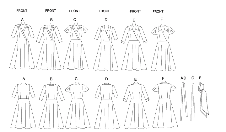 Butterick Sewing Pattern Misses' Wrap Dresses, Belt and Sash 10 Butterick Sewing Pattern Misses' Wrap Dresses, Belt and Sash