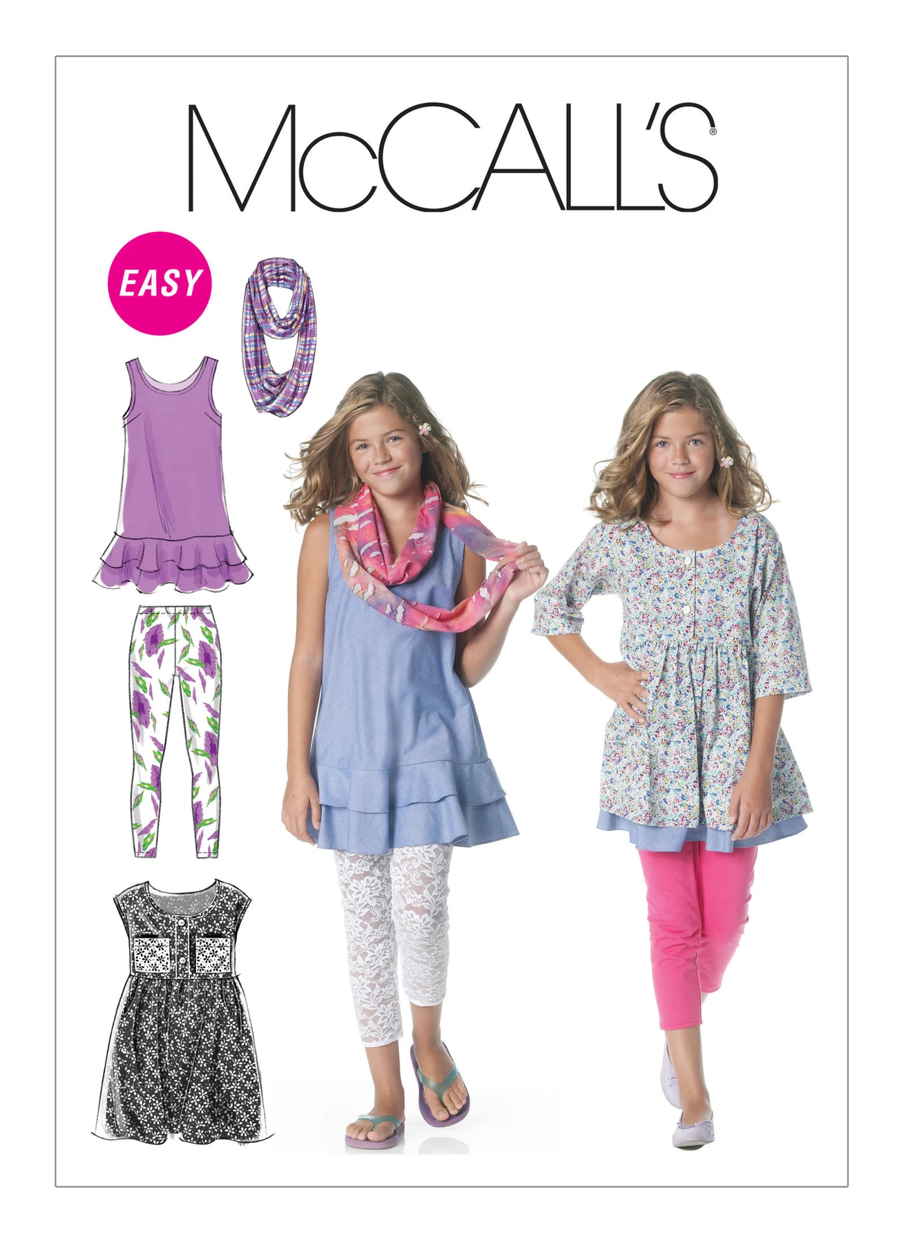 McCall's Sewing Pattern Girls'/Girls' Plus Dresses, Scarf and Leggings (PDF) 1 McCall's Sewing Pattern Girls'/Girls' Plus Dresses, Scarf and Leggings (PDF)