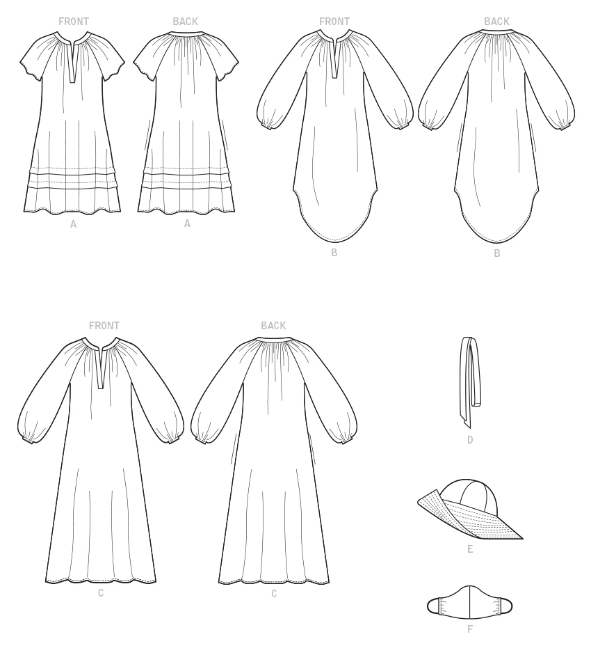 McCall's Sewing Pattern Misses' Dresses, Belt, Hat & Mask (PDF) 8 McCall's Sewing Pattern Misses' Dresses, Belt, Hat & Mask (PDF)