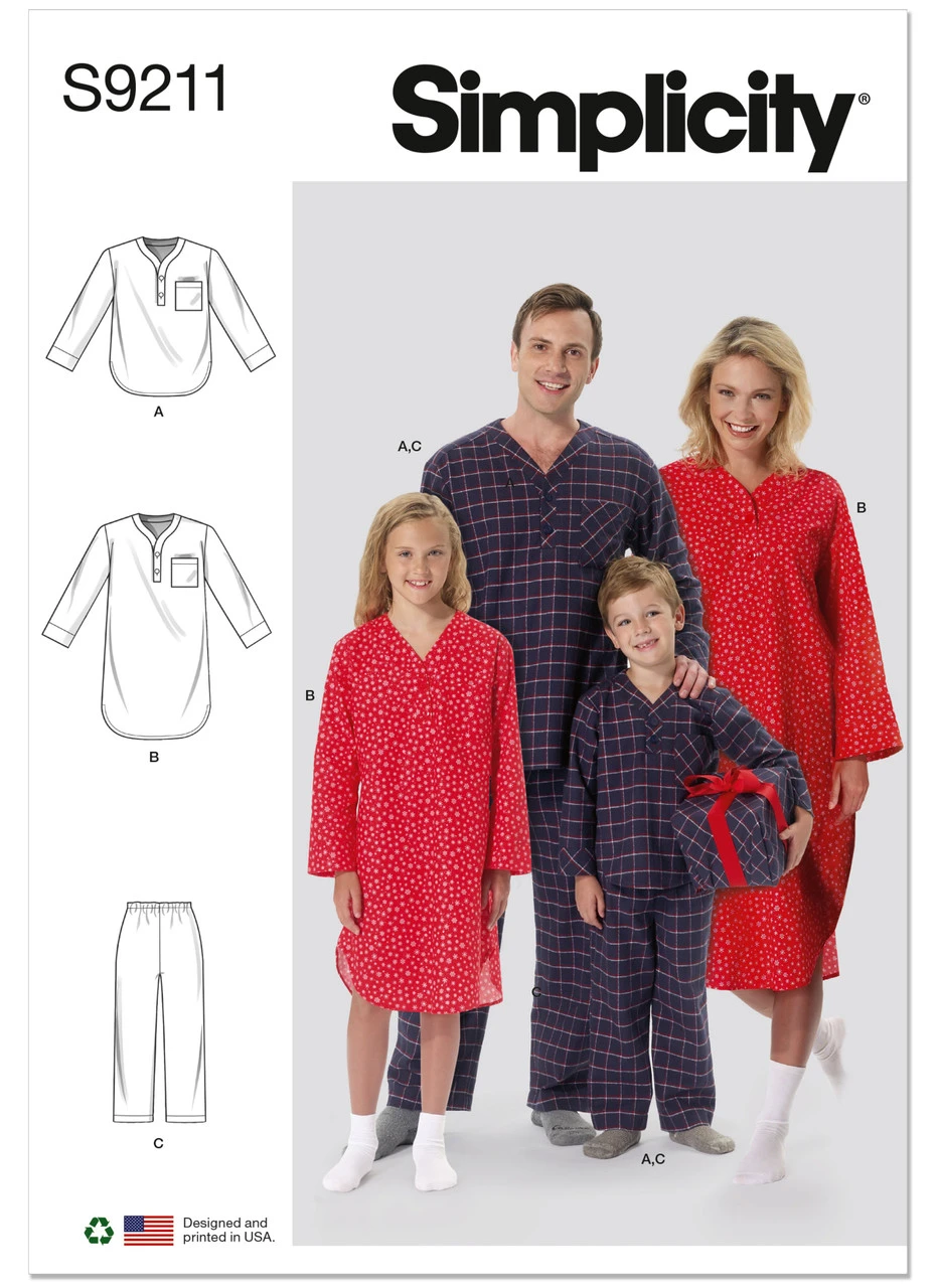 Simplicity Sewing Pattern Misses'/Men's/Boys'/Girls' Patch Pocket Top, Nightshirt and Pants (PDF) 1 Simplicity Sewing Pattern Misses'/Men's/Boys'/Girls' Patch Pocket Top, Nightshirt and Pants (PDF)