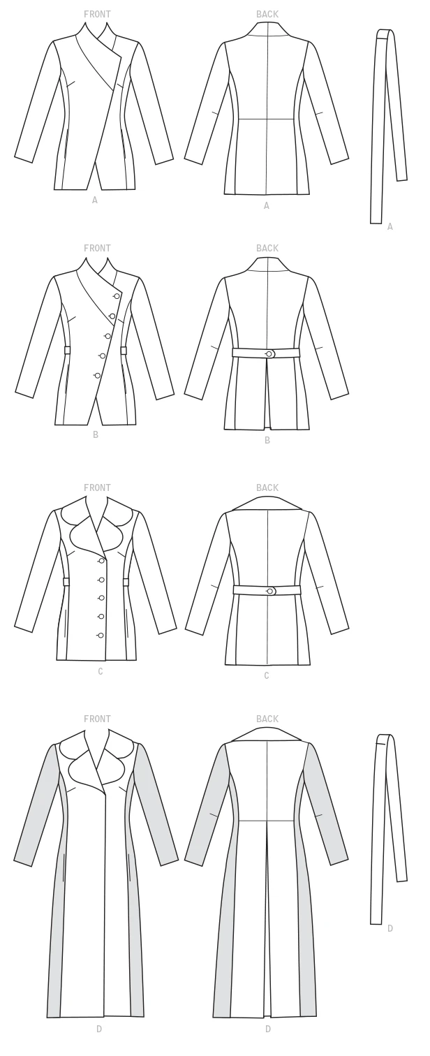 McCall's Sewing Pattern Misses' Princess Seamed Coats and Belt with Collar Options (PDF) 7 McCall's Sewing Pattern Misses' Princess Seamed Coats and Belt with Collar Options (PDF)