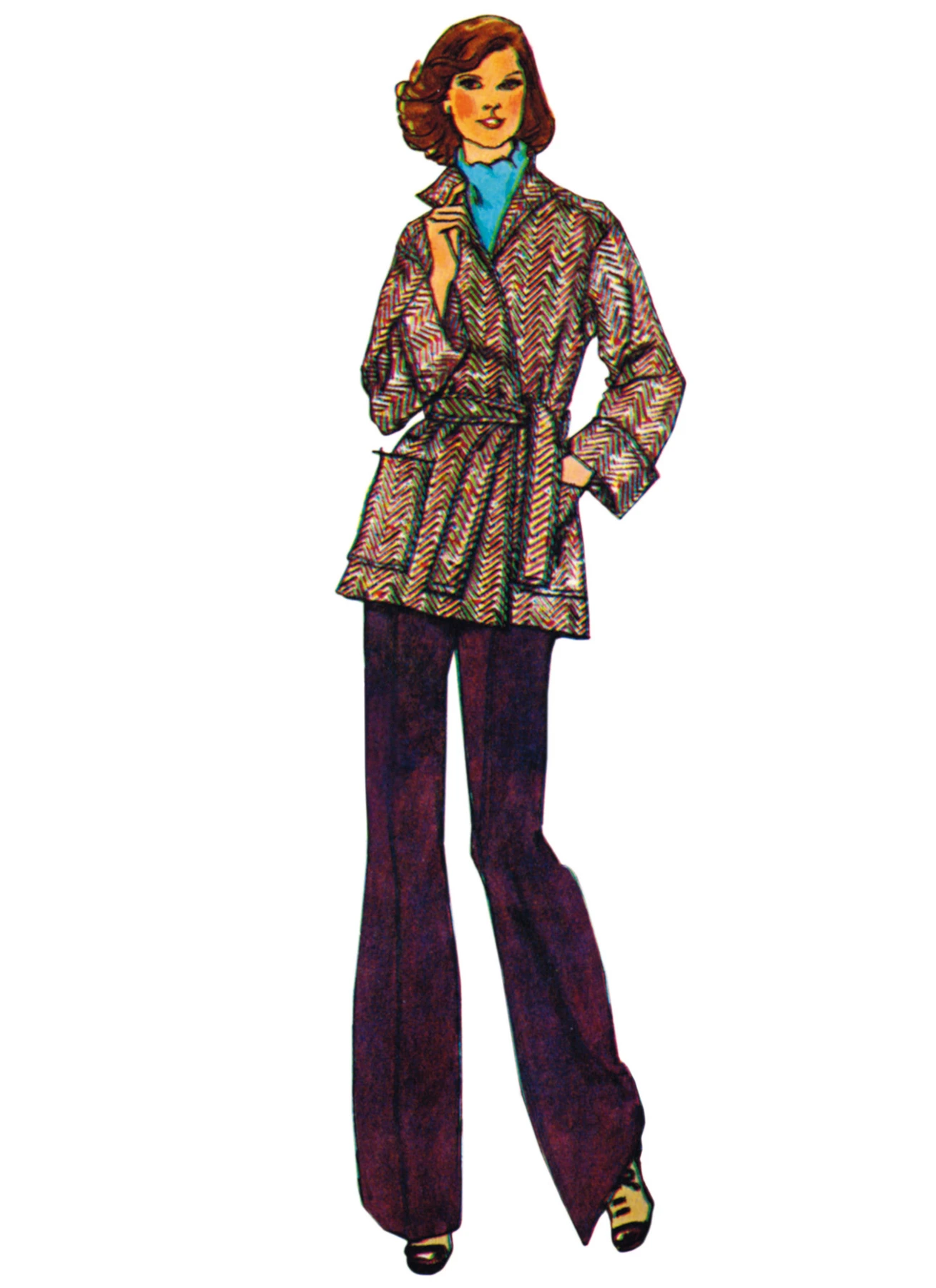 Simplicity Sewing Pattern 1970's Misses' Jiffy Unlined Front Wrap Coat in Two Lengths 3 Simplicity Sewing Pattern 1970's Misses' Jiffy Unlined Front Wrap Coat in Two Lengths