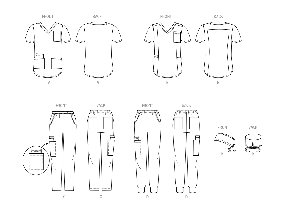 McCall's Sewing Pattern Misses' Knit Scrub Tops, Pants, Jogger and Cap 10 McCall's Sewing Pattern Misses' Knit Scrub Tops, Pants, Jogger and Cap