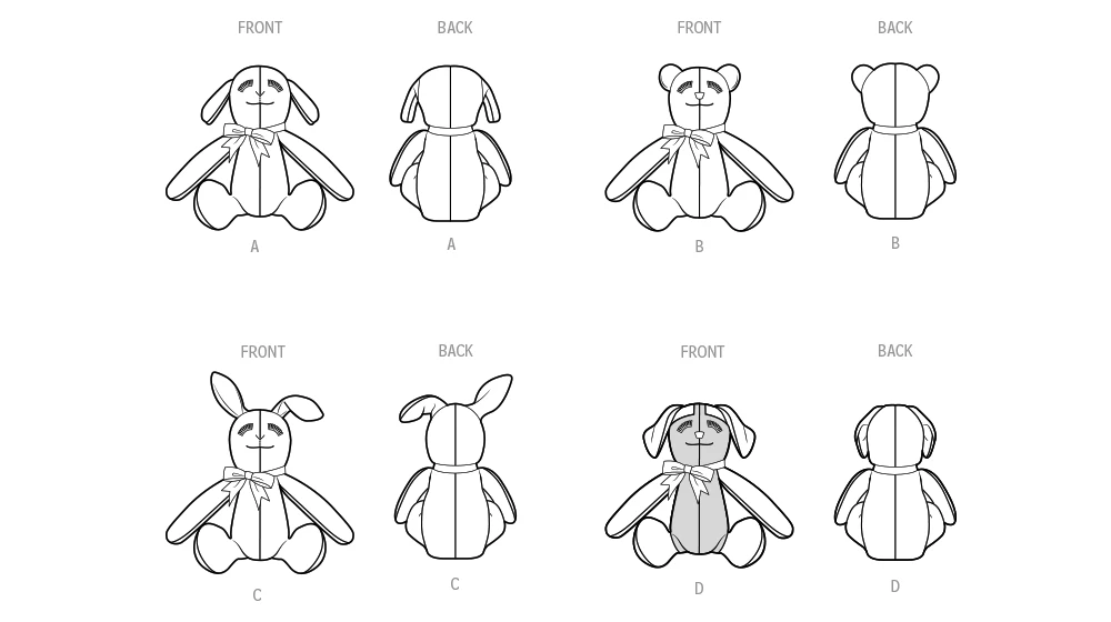 Simplicity Sewing Pattern Seated Plush Animals by Elaine Heigl Designs (PDF) 8 Simplicity Sewing Pattern Seated Plush Animals by Elaine Heigl Designs (PDF)