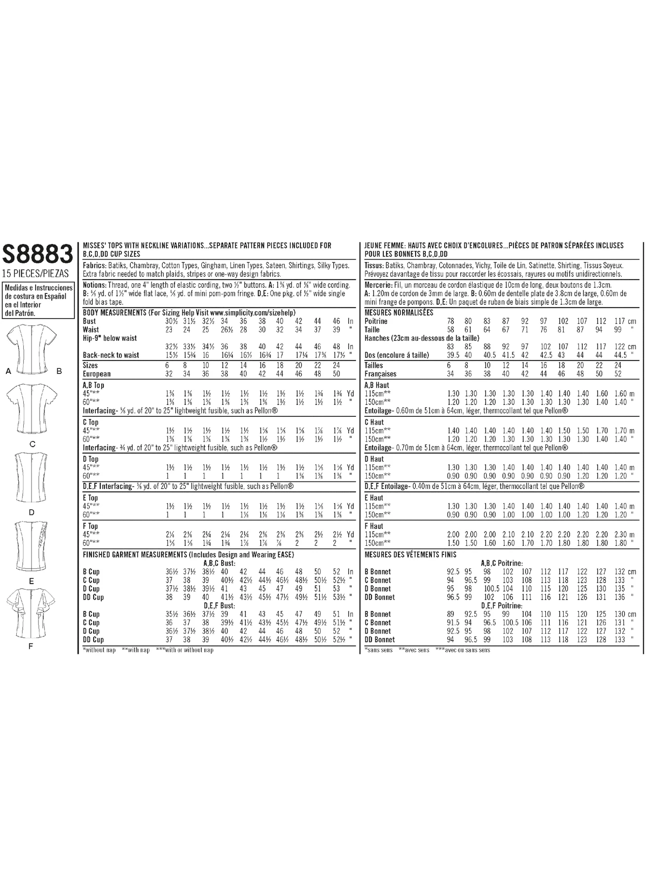 Simplicity Sewing Pattern Misses' Tops 4 Simplicity Sewing Pattern Misses' Tops