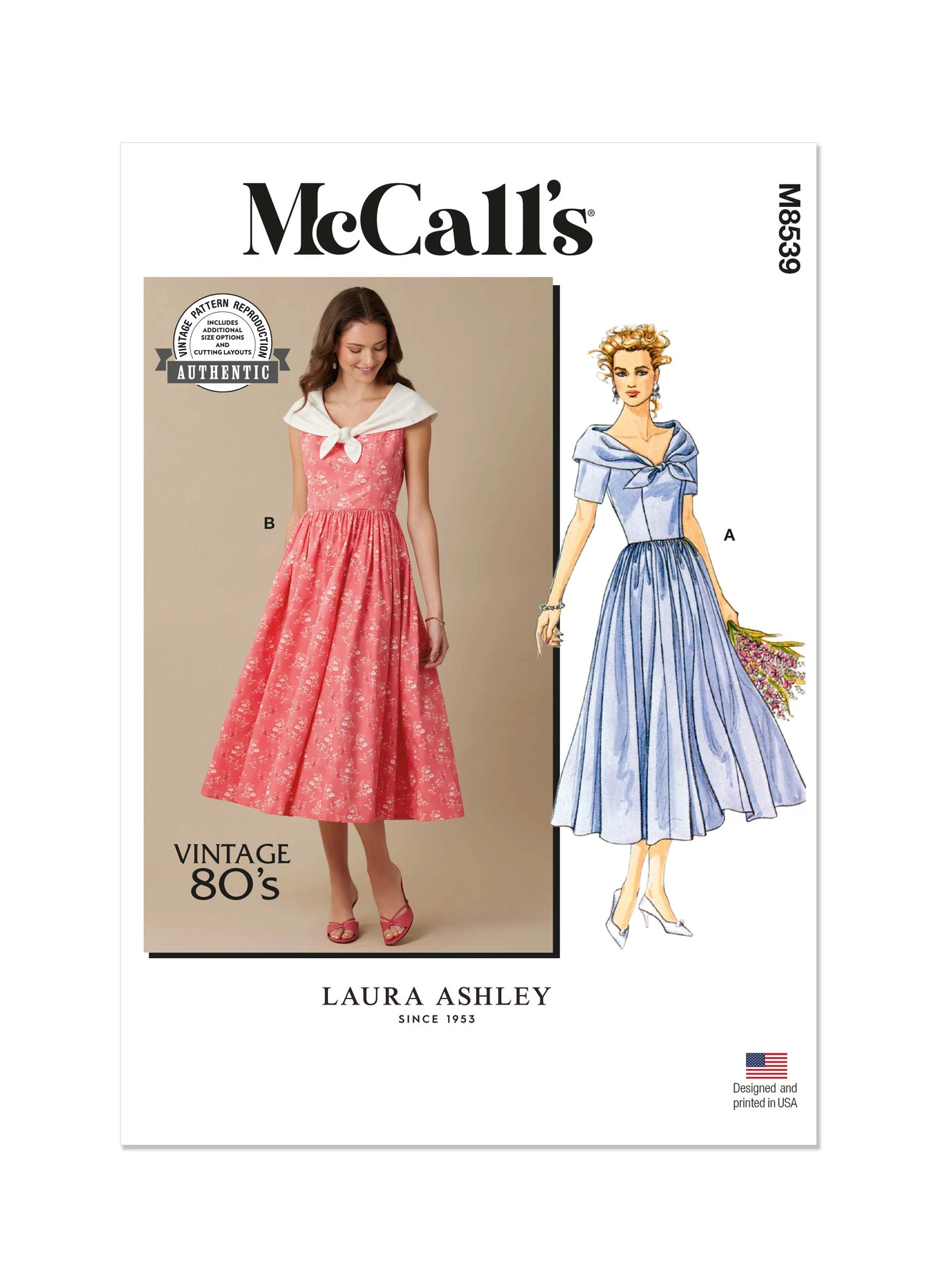 McCall's Sewing Pattern 1980s Misses' Dress by Laura Ashley 1 McCall's Sewing Pattern 1980s Misses' Dress by Laura Ashley