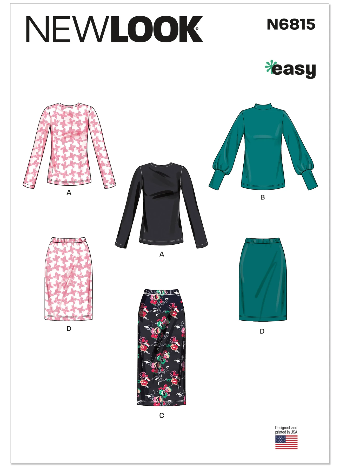 New Look Sewing Pattern Misses' Knit Tops and Skirt In Two Lengths 1 New Look Sewing Pattern Misses' Knit Tops and Skirt In Two Lengths