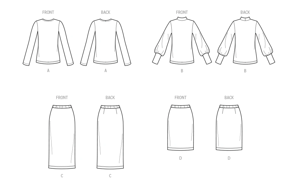 New Look Sewing Pattern Misses' Knit Tops and Skirt In Two Lengths 9 New Look Sewing Pattern Misses' Knit Tops and Skirt In Two Lengths
