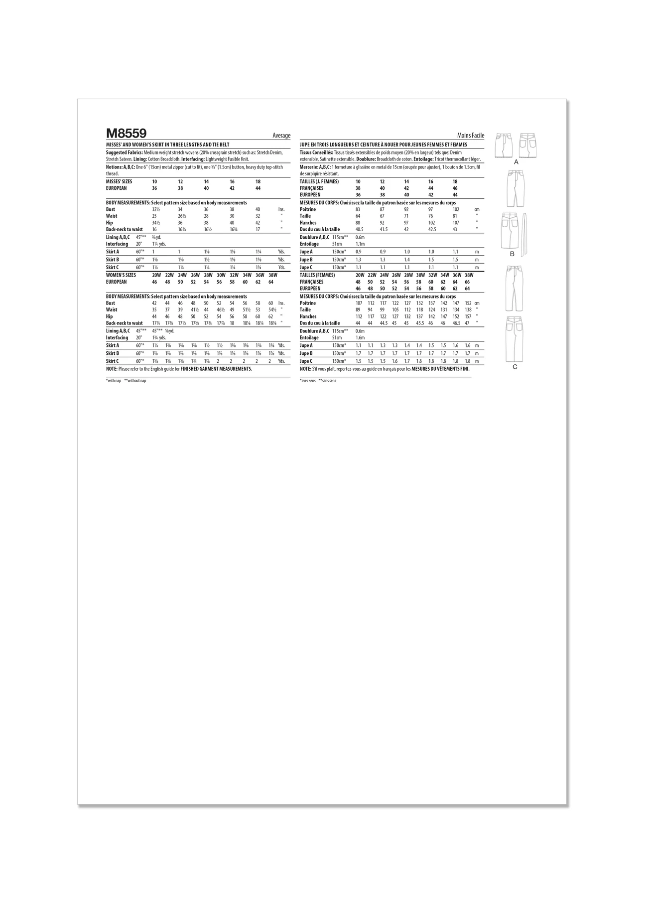 McCall's Sewing Pattern Misses' and Women's Skirt in Three Lengths and Tie Belt (PDF) 6 McCall's Sewing Pattern Misses' and Women's Skirt in Three Lengths and Tie Belt (PDF)