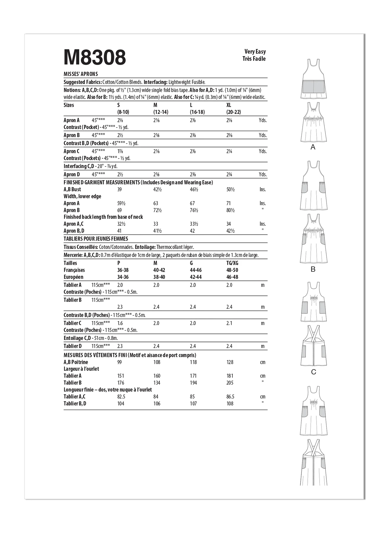 McCall's Sewing Pattern Misses' Aprons 5 McCall's Sewing Pattern Misses' Aprons