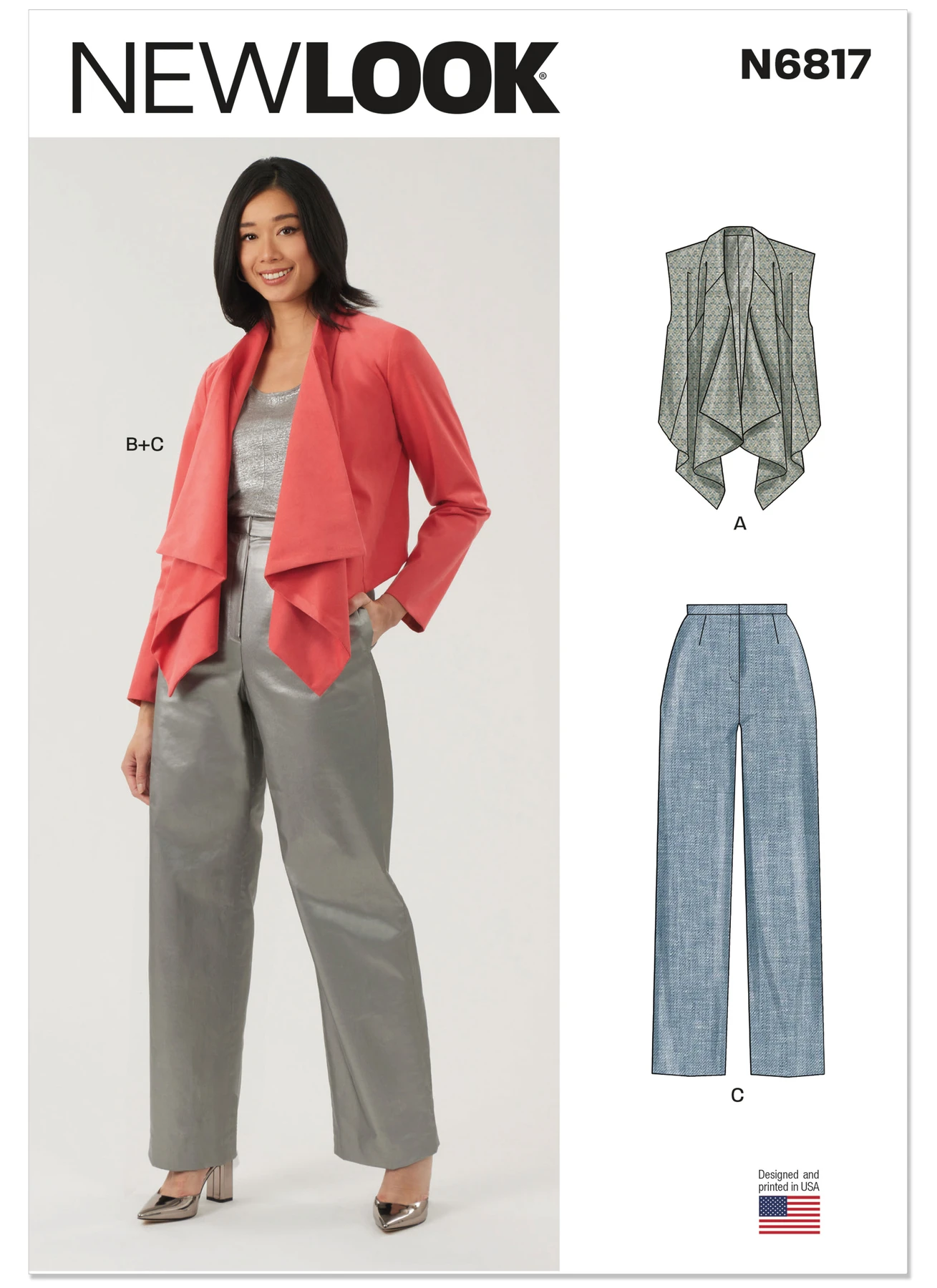 New Look Sewing Pattern Misses' Draped Front Vest, Jacket and Pants 1 New Look Sewing Pattern Misses' Draped Front Vest, Jacket and Pants
