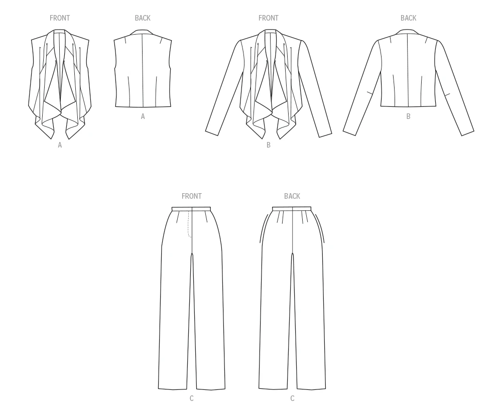 New Look Sewing Pattern Misses' Draped Front Vest, Jacket and Pants 9 New Look Sewing Pattern Misses' Draped Front Vest, Jacket and Pants