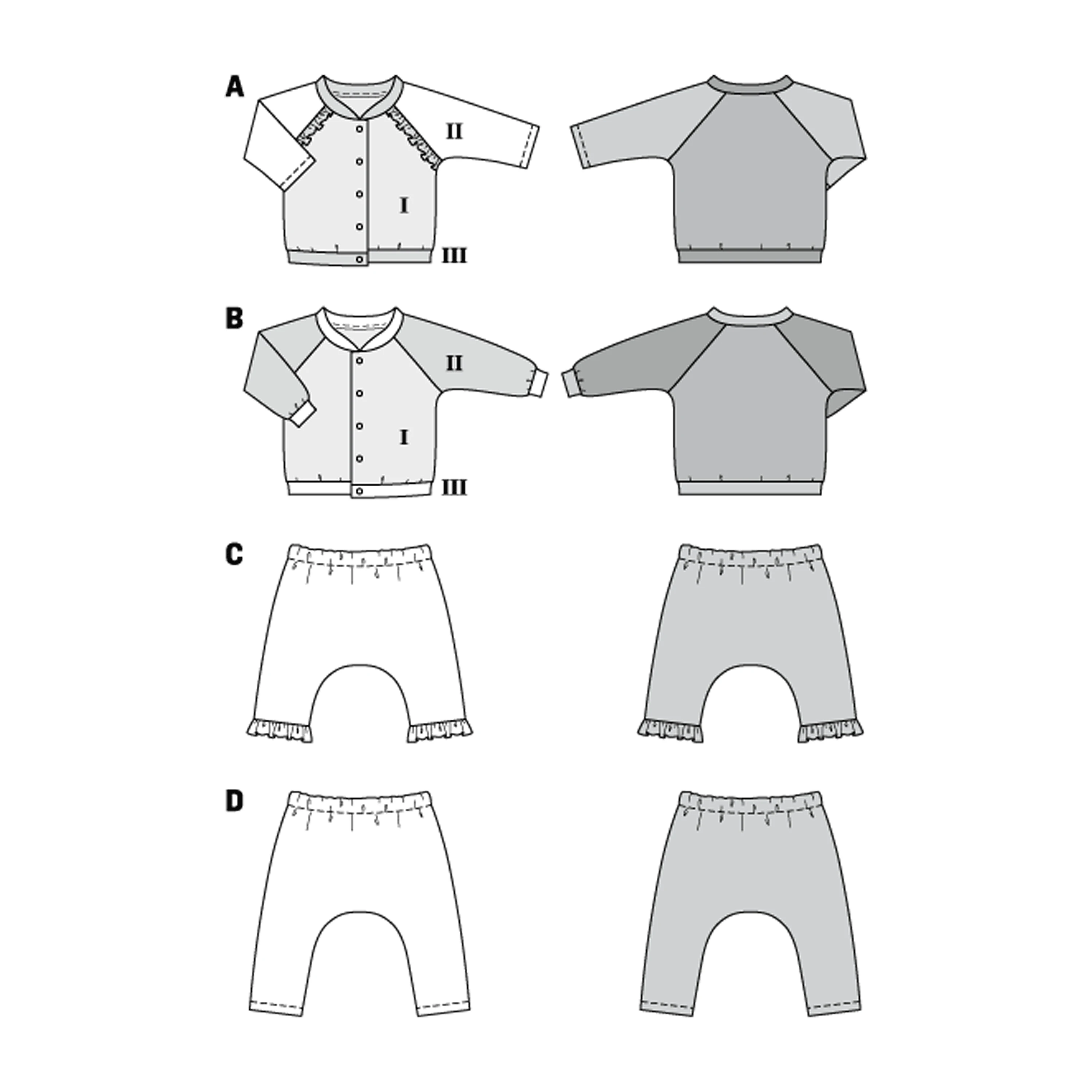 Burda Style Sewing Pattern Babies' Casual Jackets & Bottoms 5 Burda Style Sewing Pattern Babies' Casual Jackets & Bottoms