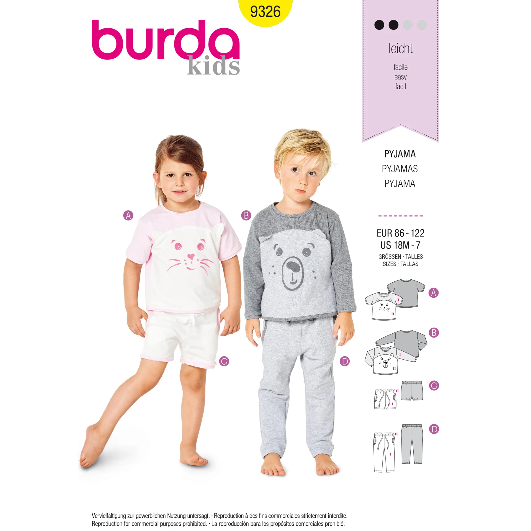 Burda Style Sewing Pattern Toddlers' Sleepwear 10 Burda Style Sewing Pattern Toddlers' Sleepwear