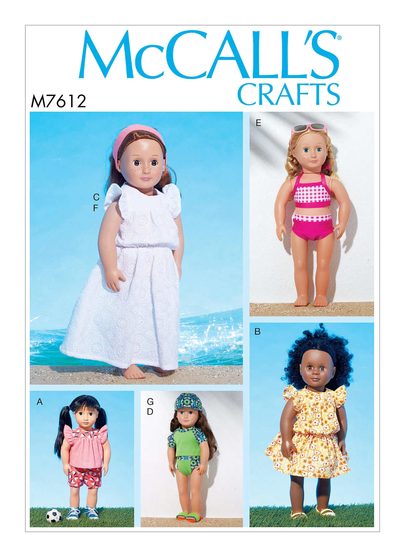 McCall's Sewing Pattern 18" Doll Top, Shorts, Swimsuit, Dresses, Headband, and Cap (PDF) 1 McCall's Sewing Pattern 18" Doll Top, Shorts, Swimsuit, Dresses, Headband, and Cap (PDF)