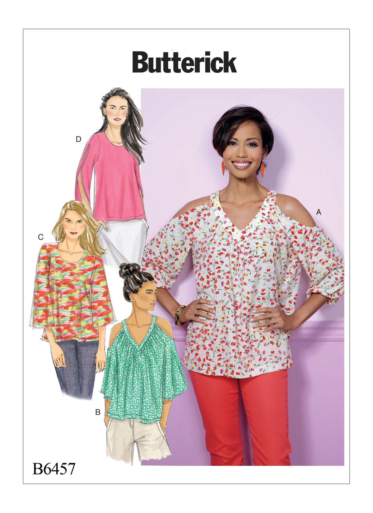 Butterick Sewing Pattern Misses' V-Neck or Scoopneck, Tops with Cold-Shoulder Options (PDF) 1 Butterick Sewing Pattern Misses' V-Neck or Scoopneck, Tops with Cold-Shoulder Options (PDF)