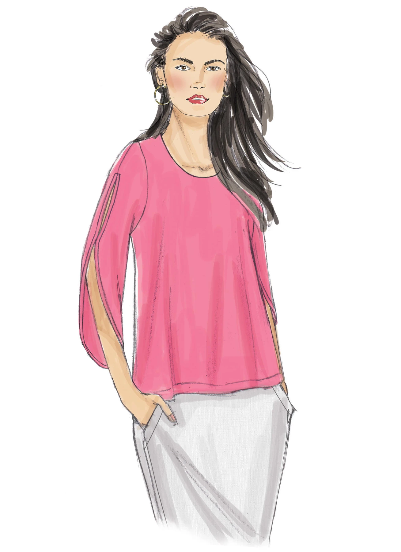 Butterick Sewing Pattern Misses' V-Neck or Scoopneck, Tops with Cold-Shoulder Options (PDF) 3 Butterick Sewing Pattern Misses' V-Neck or Scoopneck, Tops with Cold-Shoulder Options (PDF)