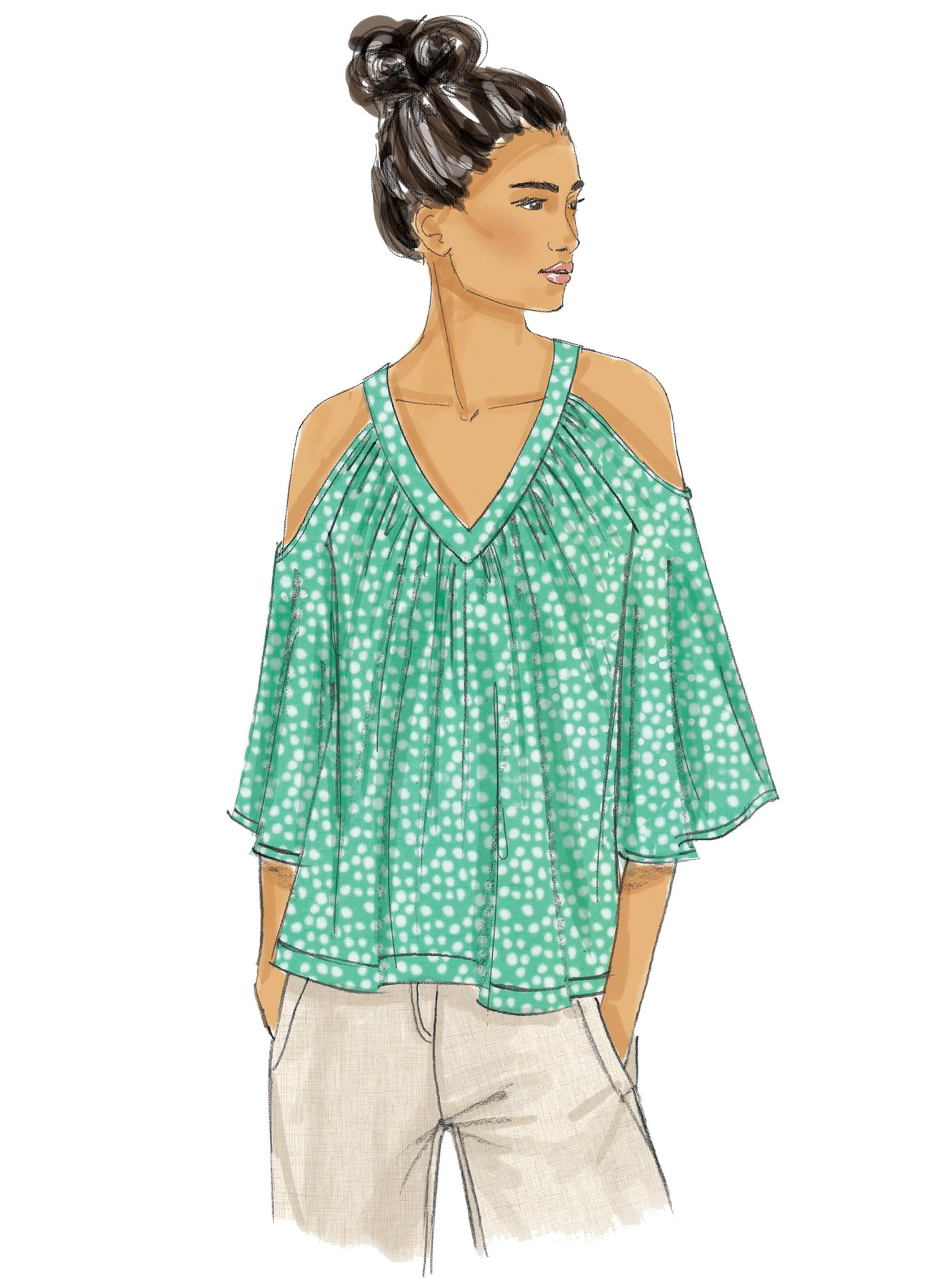 Butterick Sewing Pattern Misses' V-Neck or Scoopneck, Tops with Cold-Shoulder Options (PDF) 4 Butterick Sewing Pattern Misses' V-Neck or Scoopneck, Tops with Cold-Shoulder Options (PDF)