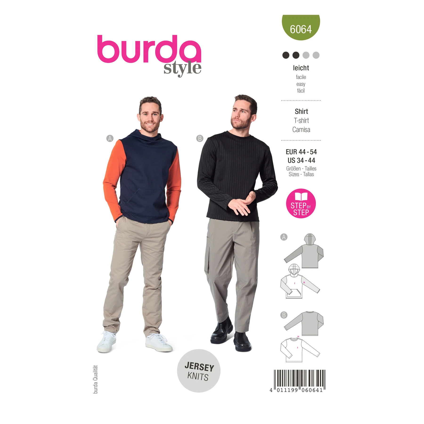 Burda Style Sewing Pattern Men's Classic Sweatshirt with Hood or Neckband 20 Burda Style Sewing Pattern Men's Classic Sweatshirt with Hood or Neckband