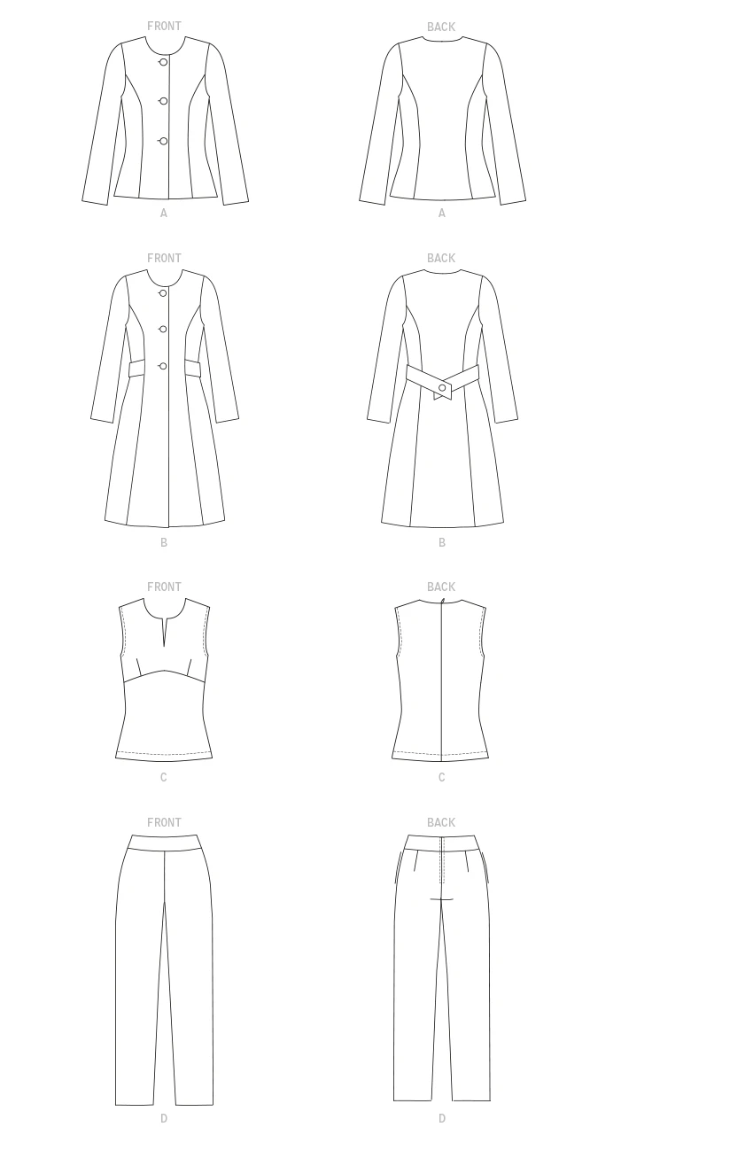 Butterick Sewing Pattern Misses' Jacket, Coat, Top & Pants (PDF) 9 Butterick Sewing Pattern Misses' Jacket, Coat, Top & Pants (PDF)
