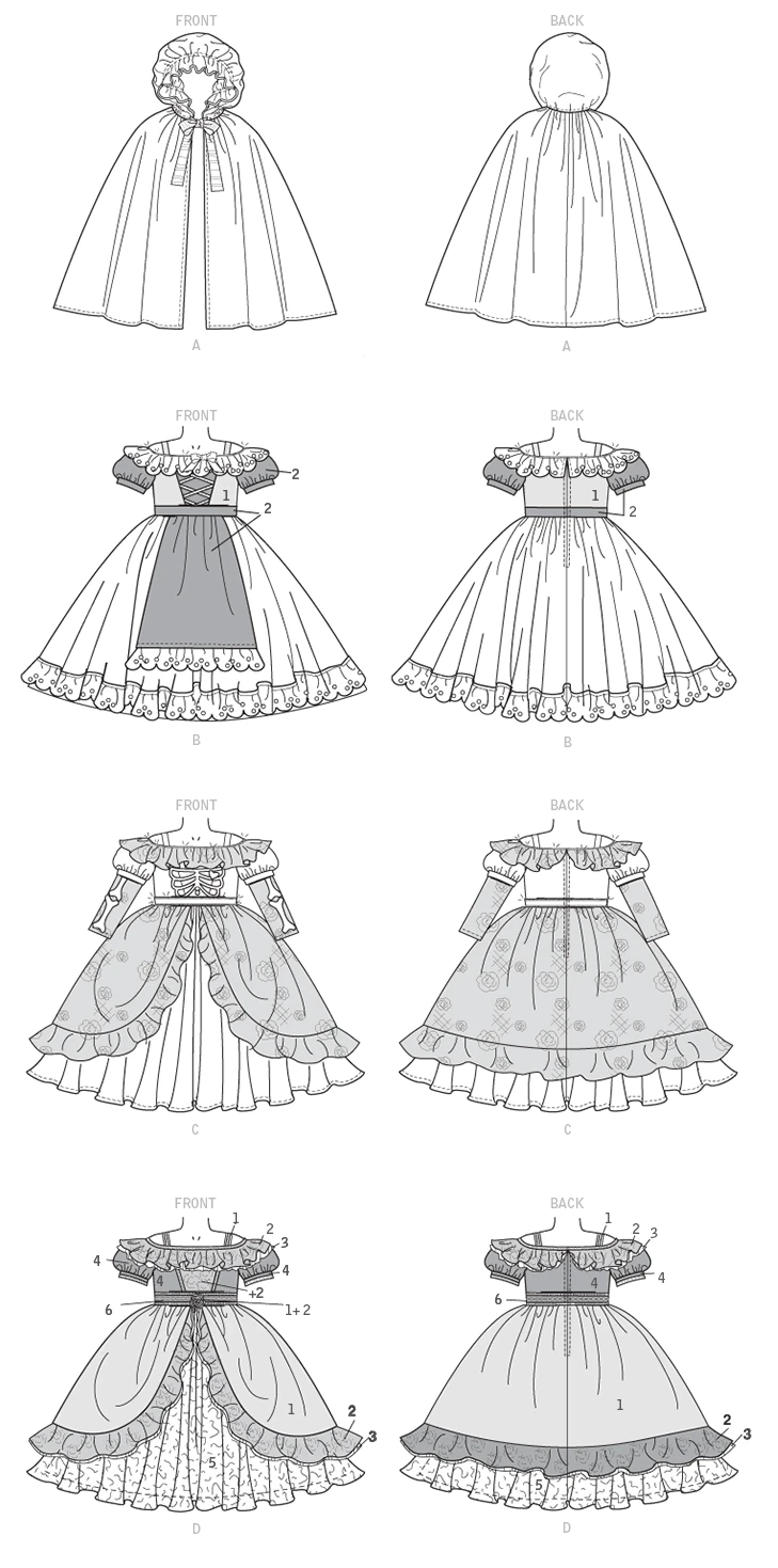 McCall's Sewing Pattern Children's/Girls' Dress-Up Costumes with Attached Petticoat and Cape (PDF) 6 McCall's Sewing Pattern Children's/Girls' Dress-Up Costumes with Attached Petticoat and Cape (PDF)