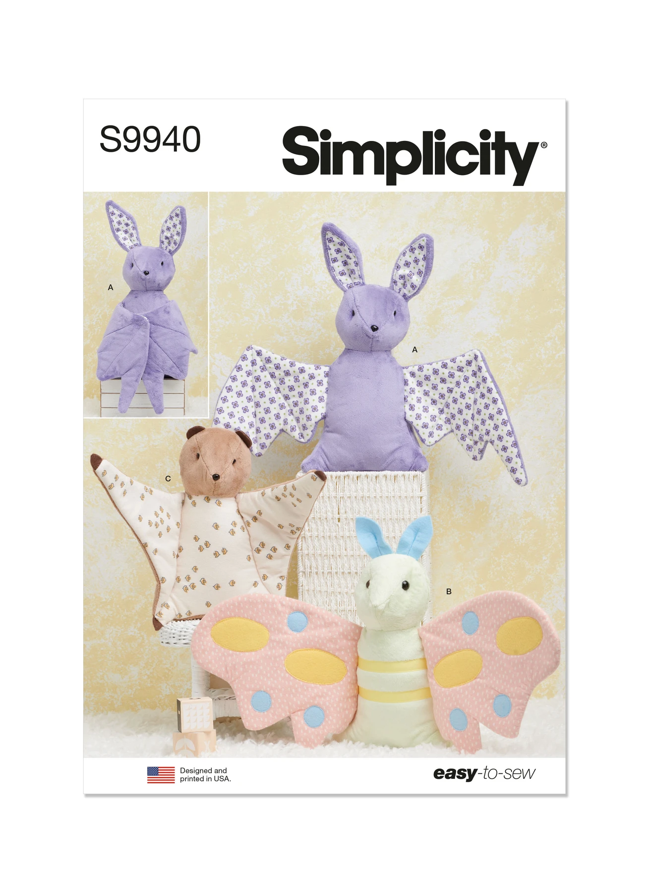 Simplicity Sewing Pattern Plush Bat, Moth and Flying Squirrel 1 Simplicity Sewing Pattern Plush Bat, Moth and Flying Squirrel