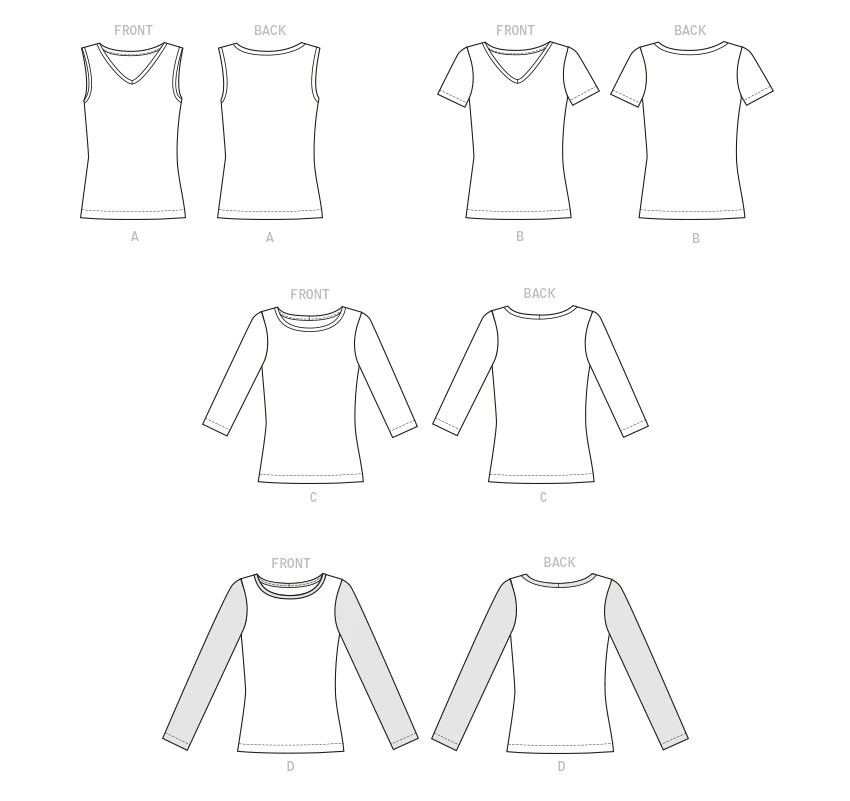 Butterick Sewing Pattern Misses' T-Shirts & Tank Top 6 Butterick Sewing Pattern Misses' T-Shirts & Tank Top