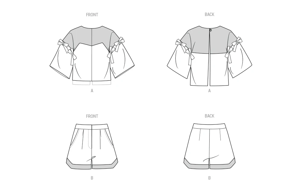Know Me Sewing Pattern Misses' and Women's Top with Detachable Sleeves and Shorts by Keechii B Style 6 Know Me Sewing Pattern Misses' and Women's Top with Detachable Sleeves and Shorts by Keechii B Style