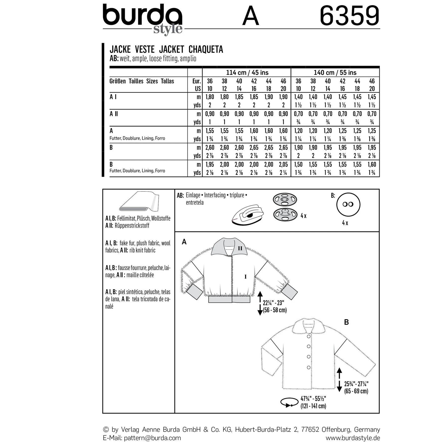 Burda Style Sewing Pattern Misses' Fur Coats 4 Burda Style Sewing Pattern Misses' Fur Coats