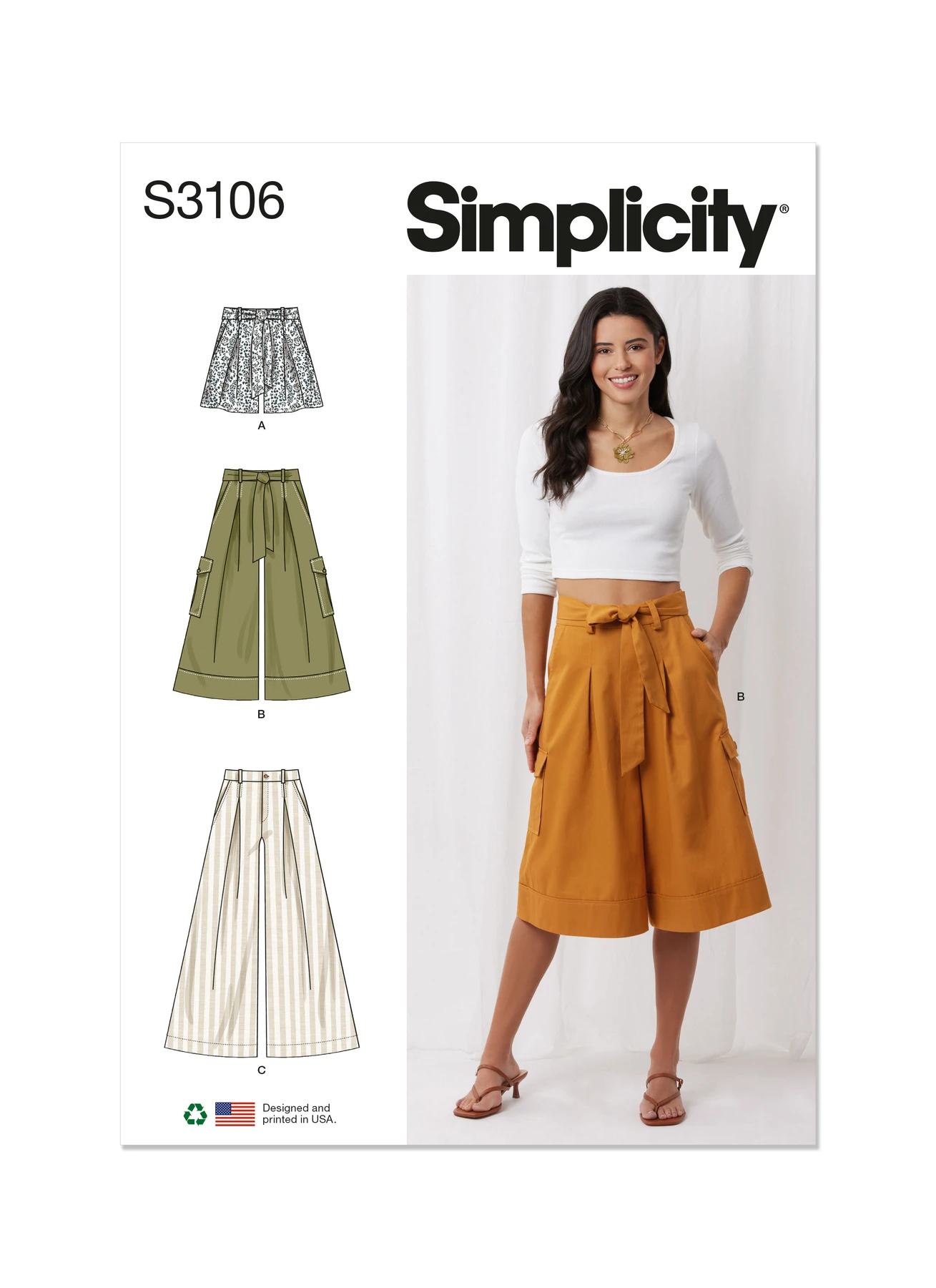 Simplicity Sewing Pattern Misses' Shorts and Pants with Tie Belt 1 Simplicity Sewing Pattern Misses' Shorts and Pants with Tie Belt