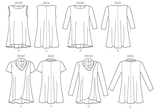 Butterick Sewing Pattern Misses' Fit and Flare Knit Tunics 6 Butterick Sewing Pattern Misses' Fit and Flare Knit Tunics