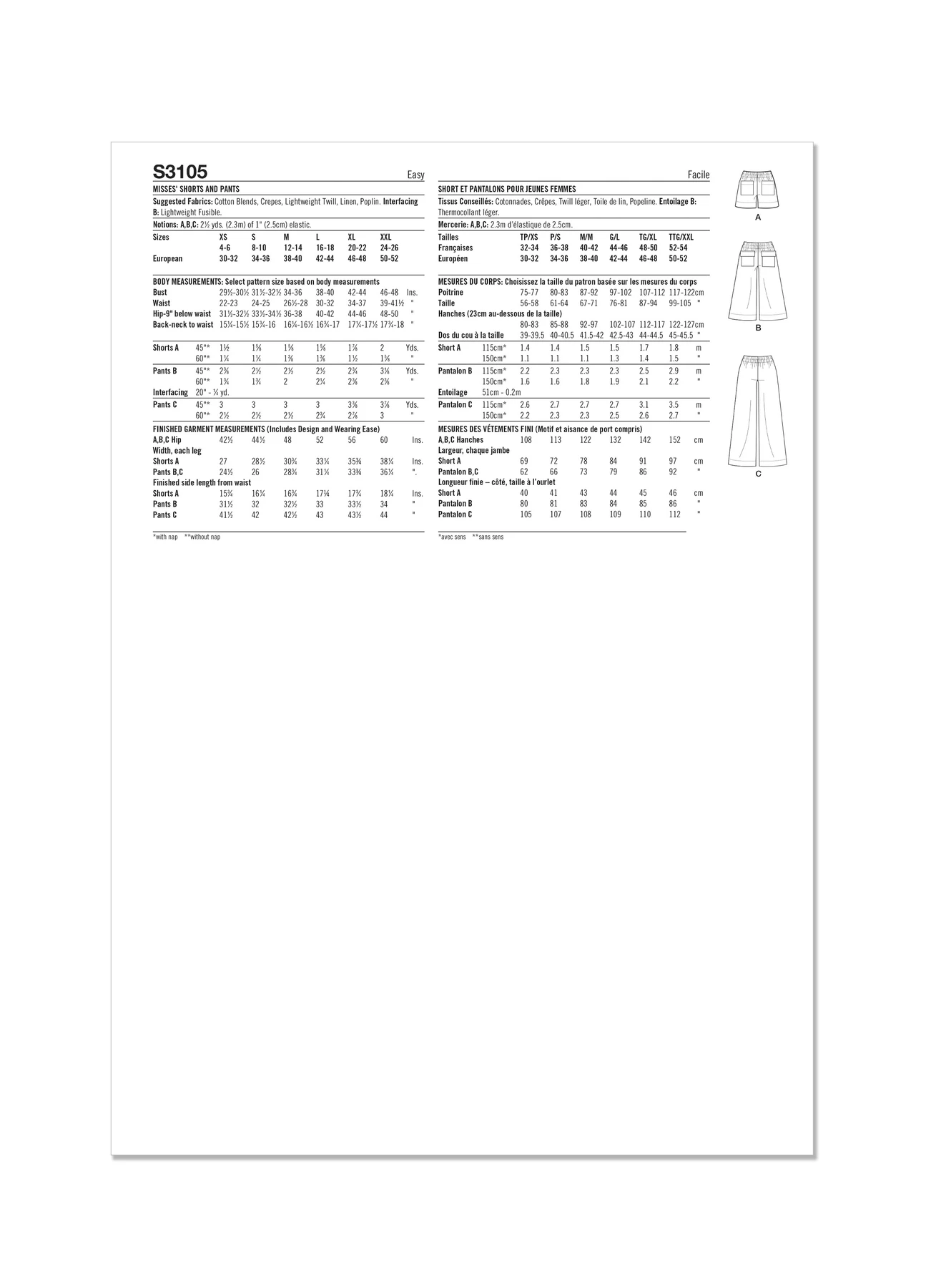 Simplicity Sewing Pattern Misses' Shorts and Pants 7 Simplicity Sewing Pattern Misses' Shorts and Pants