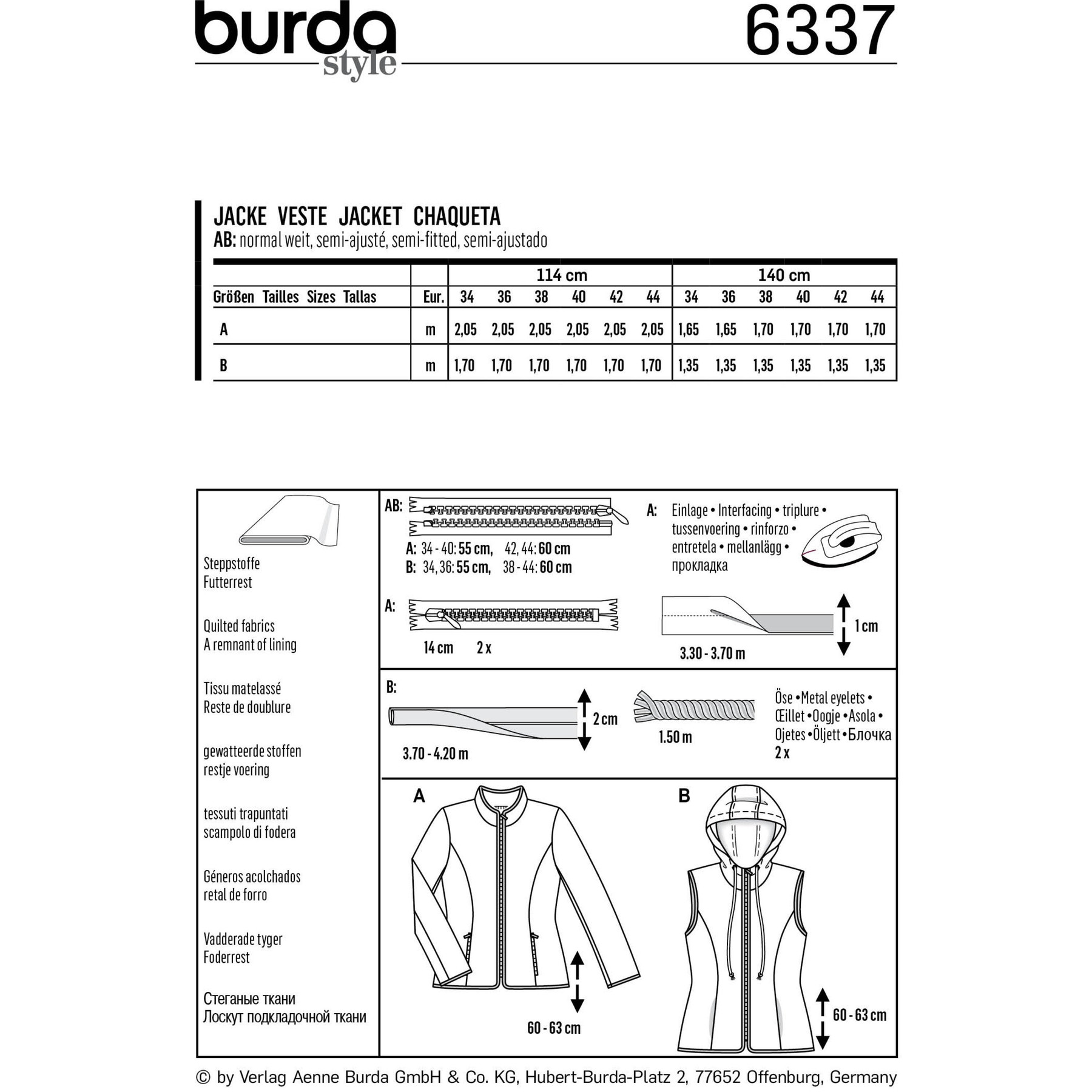 Burda Style Sewing Pattern Misses' Quilted Jacket 5 Burda Style Sewing Pattern Misses' Quilted Jacket