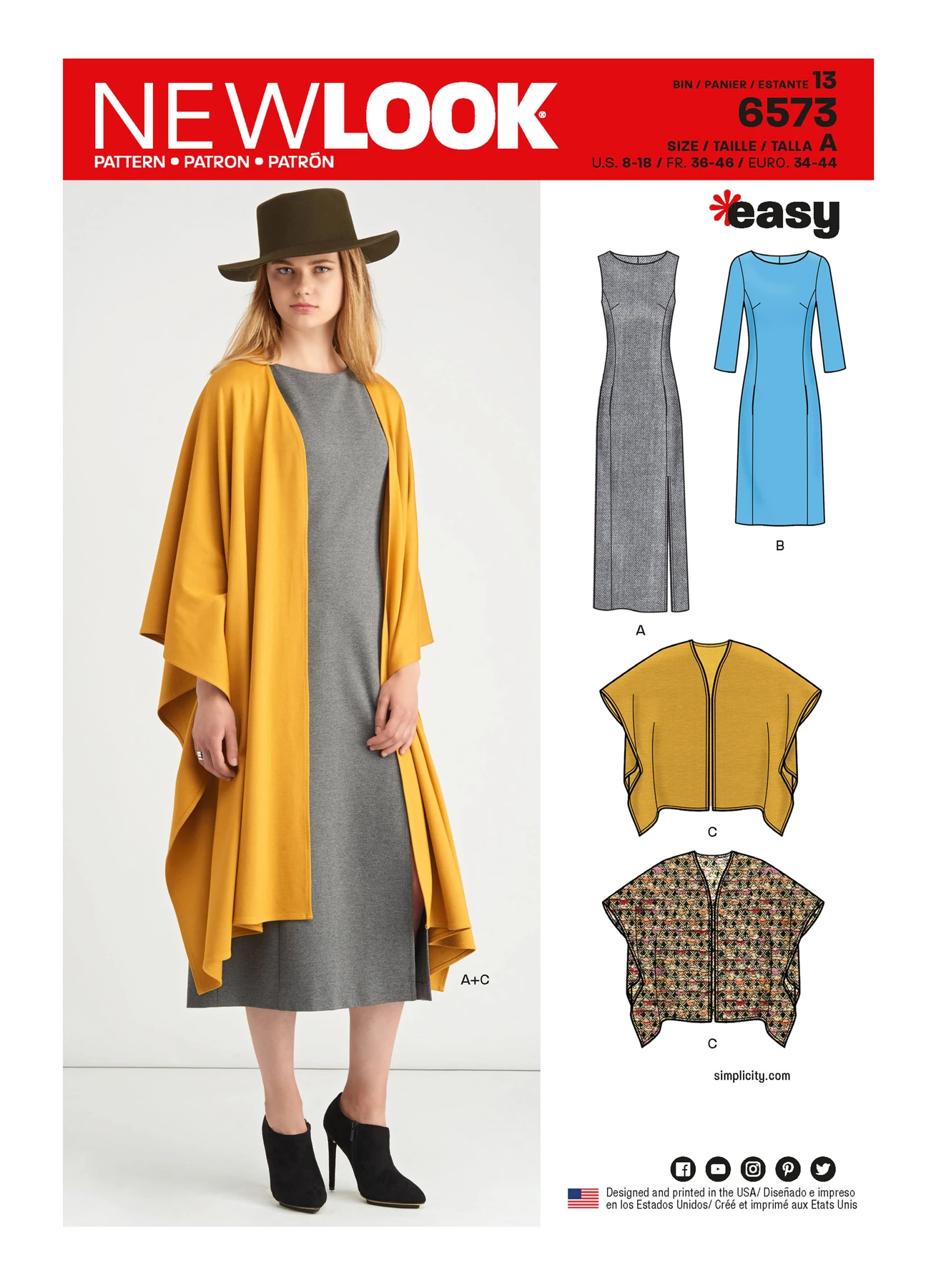 New Look Sewing Pattern Misses' Dress and Wrap 1 New Look Sewing Pattern Misses' Dress and Wrap