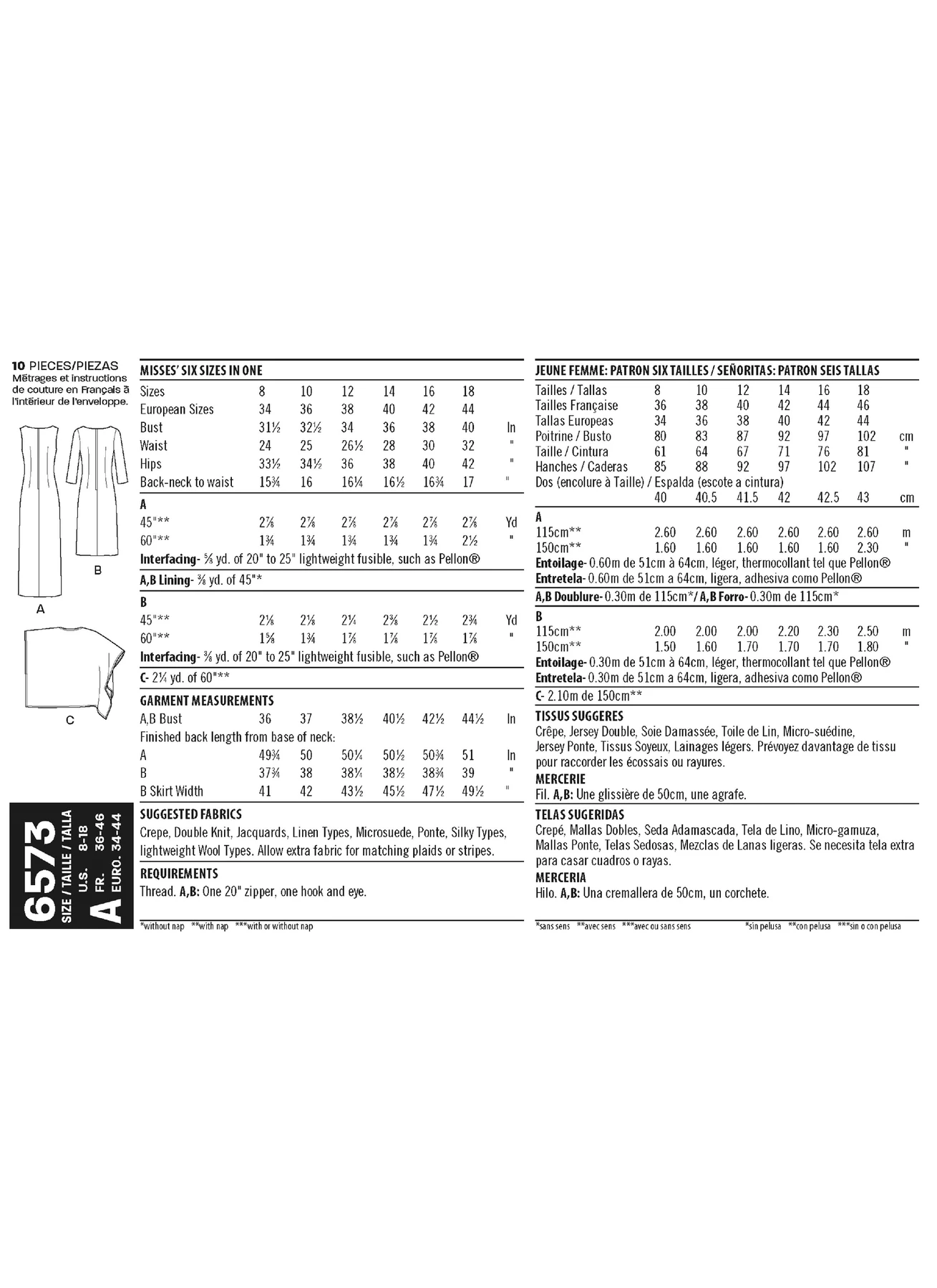 New Look Sewing Pattern Misses' Dress and Wrap 7 New Look Sewing Pattern Misses' Dress and Wrap