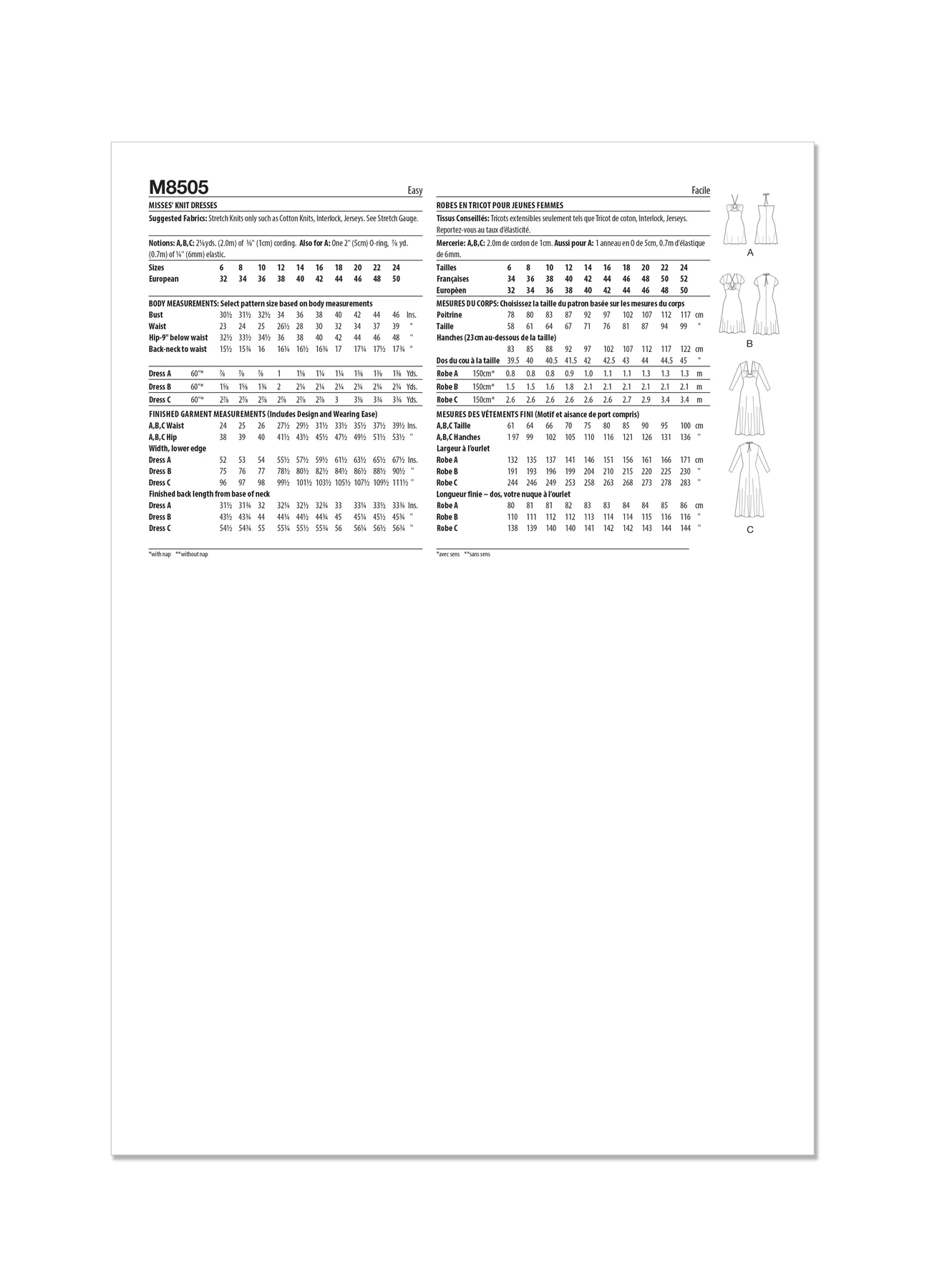McCall's Sewing Pattern Misses' Knit Dresses 6 McCall's Sewing Pattern Misses' Knit Dresses
