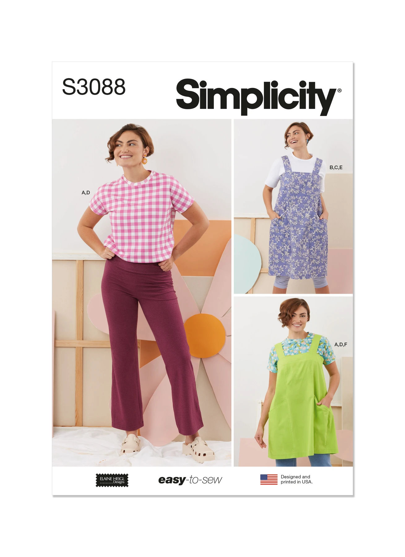 Simplicity Sewing Pattern Misses' Tops, Pants and Apron Dresses by Elaine Heigl Designs 1 Simplicity Sewing Pattern Misses' Tops, Pants and Apron Dresses by Elaine Heigl Designs